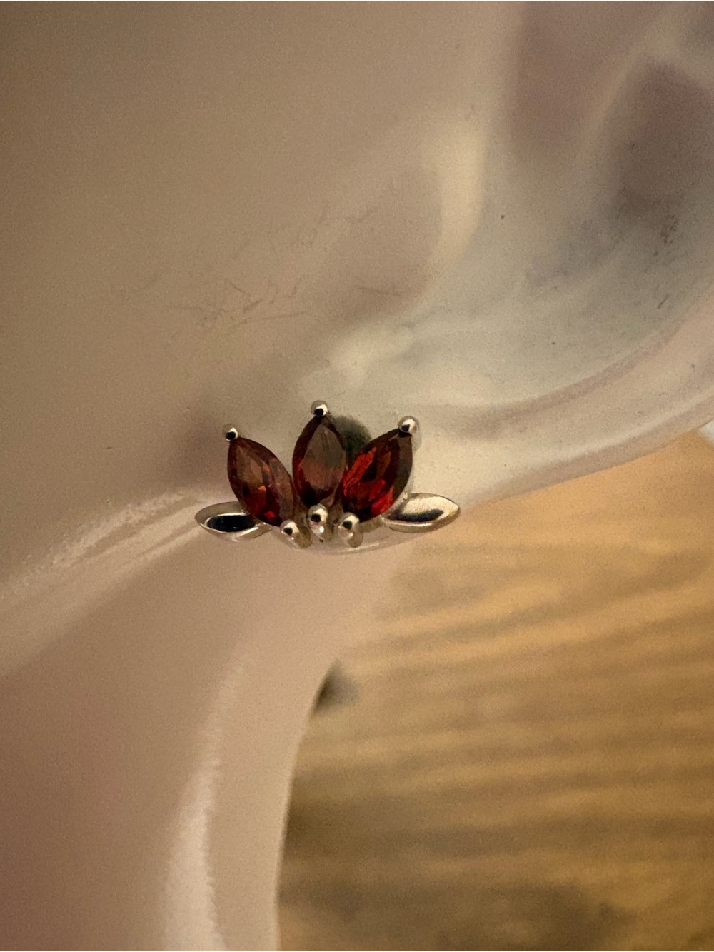 NEW 1.20 CT Garnet Sterling Silver Marquise Lotus Stud Earrings